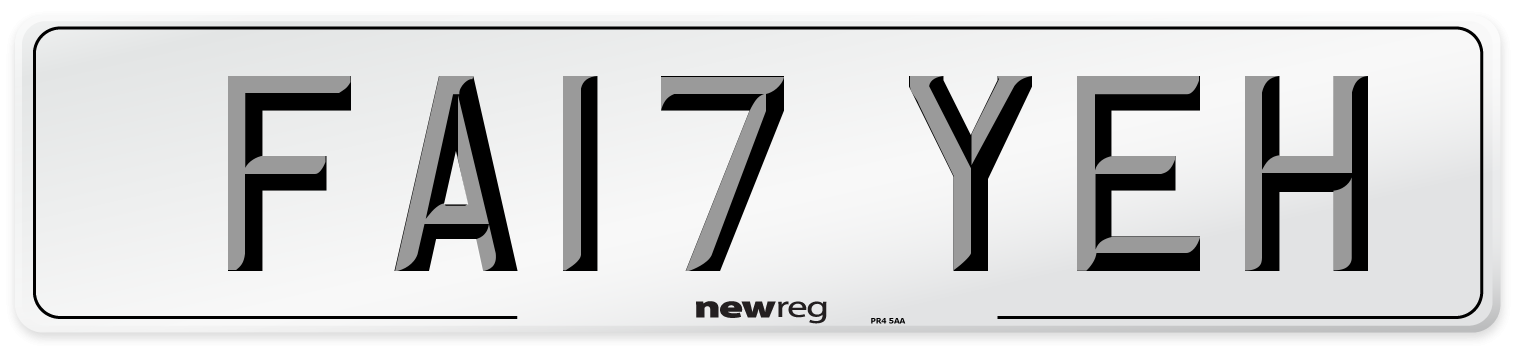 FA17 YEH Number Plate from New Reg